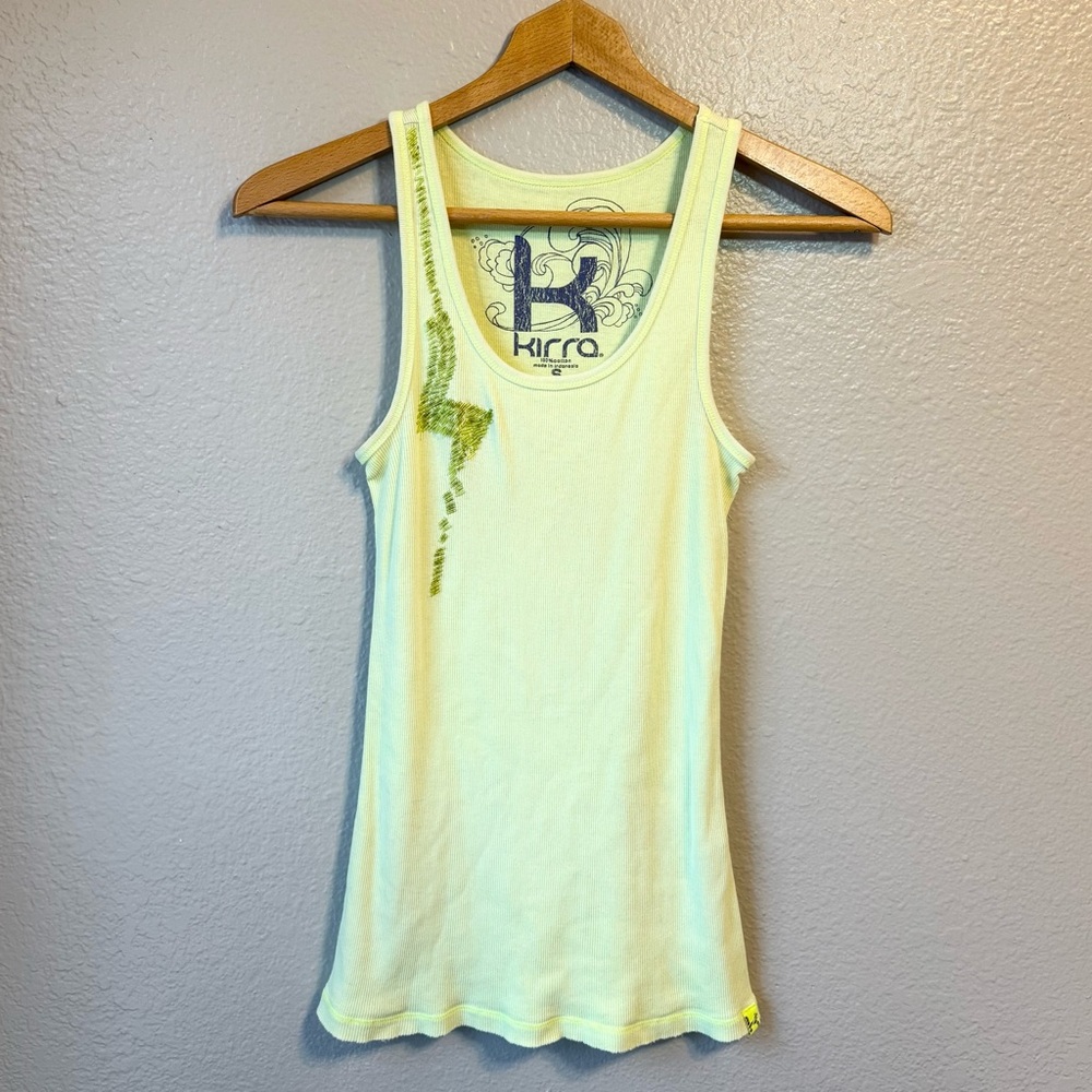 Kirra Light Neon Yellow Embellished Tank Top